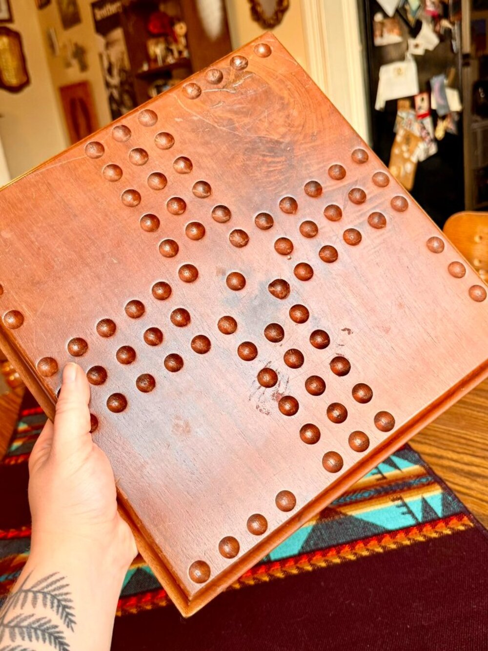 Vintage Heavy Solid Wood Aggravation Game Board